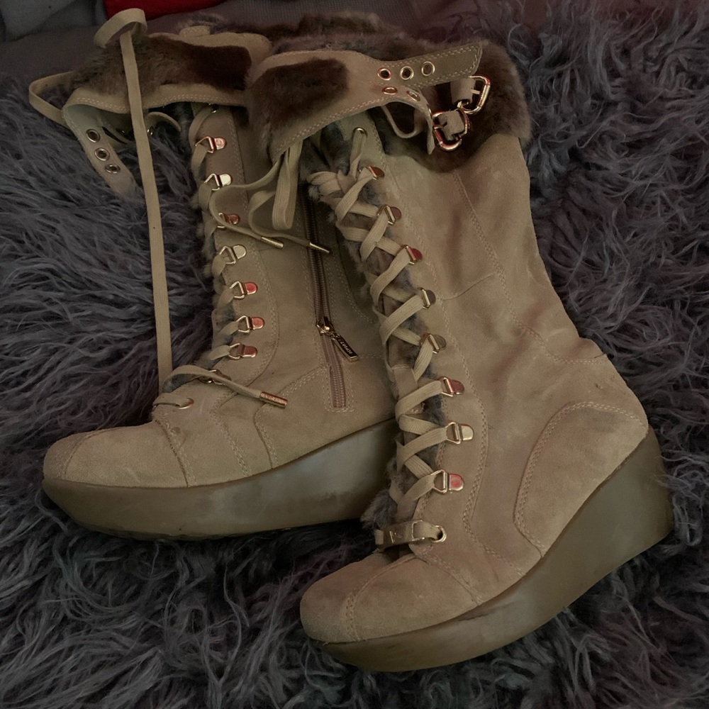 Suede fur boots